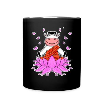 Yoga Kuh - Tasse einfarbig - Schwarz - Vorne