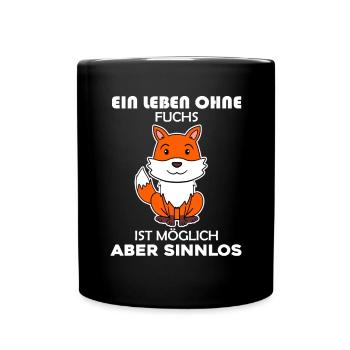 Fuchs Tier Wald Wildtier - Tasse einfarbig - Schwarz - Vorne