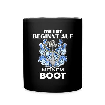 Boote Motorboot Kapitän Boot Seefahrt Geschenk - Tasse einfarbig - Schwarz - Vorne