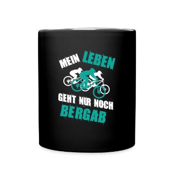 Downhill Mein Leben geht nur noch Bergab - Tasse einfarbig - Schwarz - Vorne