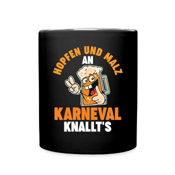 Karnevalskostüm Karnevalist Fasching Bier Karneval - Tasse einfarbig - Schwarz - Vorne