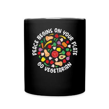 Vegetable Lover Vegetarian Gifts - Full Colour Mug - black - Front