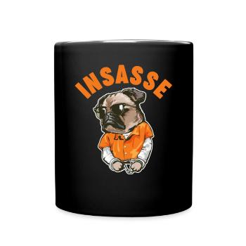 Karnevalskostüm Gefängnis Hund Mops Fasching Karne - Tasse einfarbig - Schwarz - Vorne