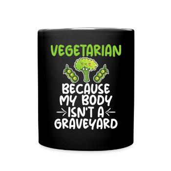 Vegetable Lover Vegetarian Gifts - Full Colour Mug - black - Front