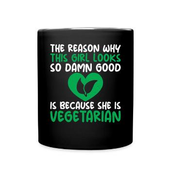 Vegetable Lover Vegetarian Gifts - Full Colour Mug - black - Front