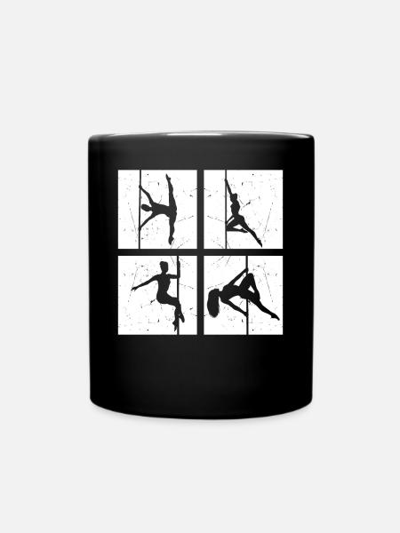 Pole Dance Silhouette - Pole Dancing Pole Dancer - Full Colour Mug - black