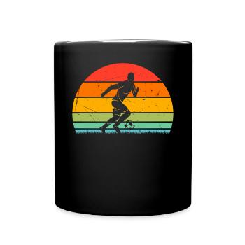 Retro Soccer Sunset Soccer Player - Tasse einfarbig - Schwarz - Vorne