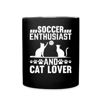 Soccer Enthusiast And Cat Lover - Soccer Player - Full Colour Mug - black - Front