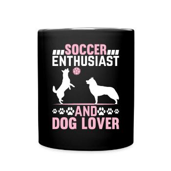 Soccer Enthusiast And Dog Lover - Soccer Player D - Full Colour Mug - black - Front