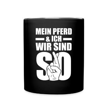 Reiten Reiter Pferd Pferde - Tasse einfarbig - Schwarz - Vorne