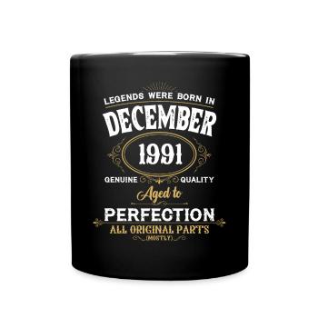 Né en décembre 1991 Cadeau d’anniversaire - Mug uni - noir - Devant