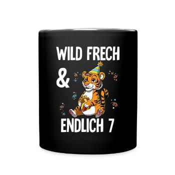 7. Geburtstag Tiger Wild Frech Und Endlich 7 Jahre - Tasse einfarbig - Schwarz - Vorne