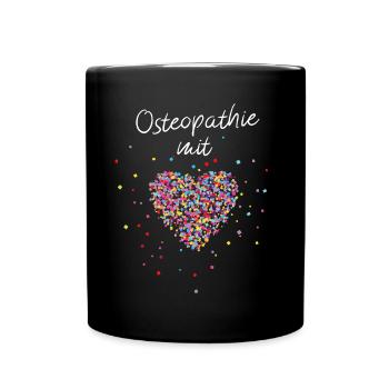 Osteopathie mit Herz Ostehopathe Osteopathin - Tasse einfarbig - Schwarz - Vorne