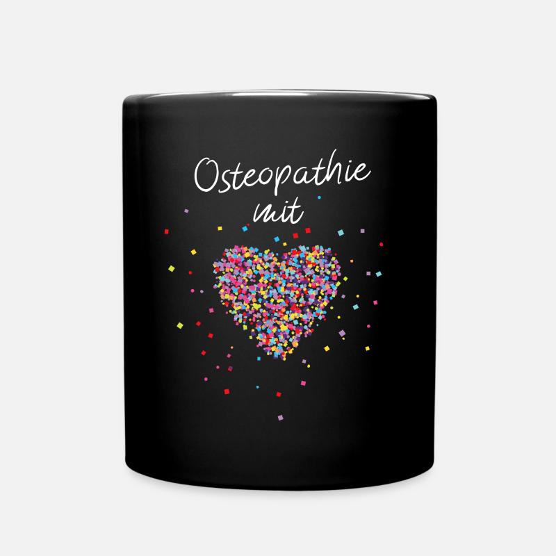Osteopathie mit Herz Ostehopathe Osteopathin - Tasse einfarbig - Schwarz