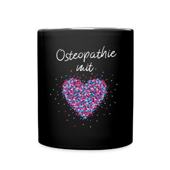 Osteopathie mit Herz Alternative Medizin - Tasse einfarbig - Schwarz - Vorne