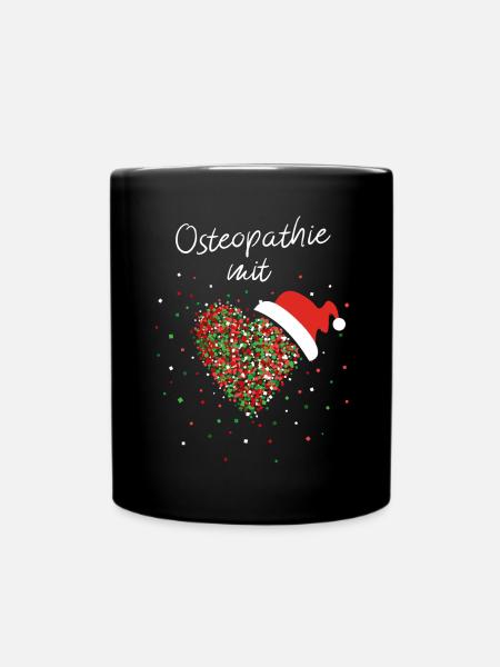 Osteopathie mit Herz Osteopathin Nikolausmütze - Tasse einfarbig - Schwarz