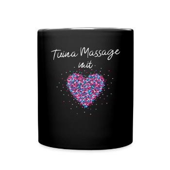 Tuina Massage mit Herz Masseurin Fussmassage - Tasse einfarbig - Schwarz - Vorne
