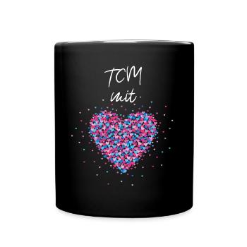TCM mit Herz Akupunktur Akupressur Chinesisch Thai - Tasse einfarbig - Schwarz - Vorne