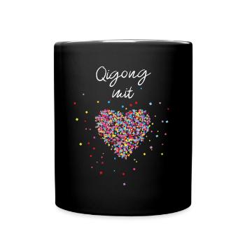 Qigong Herz Yoga Meditation Tai TCM Qi Gong - Tasse einfarbig - Schwarz - Vorne