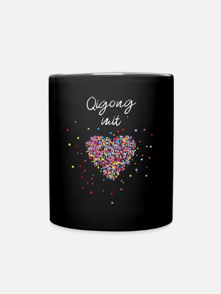 Qigong Herz Yoga Meditation Tai TCM Qi Gong - Tasse einfarbig - Schwarz