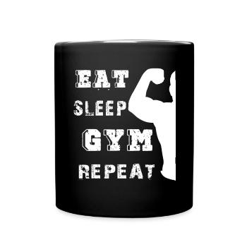 Eat sleep gym repeat - Full Colour Mug - black - Front
