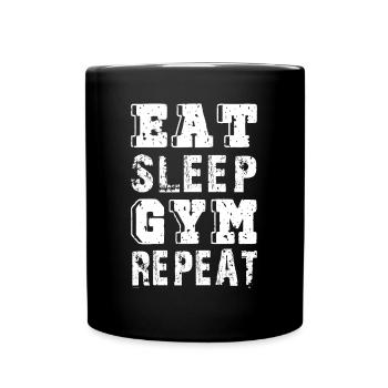 Eat sleep gym repeat - Full Colour Mug - black - Front