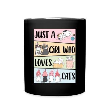 Nur ein Mädchen, das Cats liebt Cute Cat Lover Kawaii - Tasse einfarbig - Schwarz - Vorne