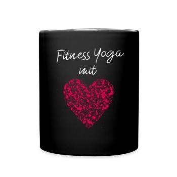 Fitness Yoga mit Herz Yogalehrerin Yogakurs - Tasse einfarbig - Schwarz - Vorne