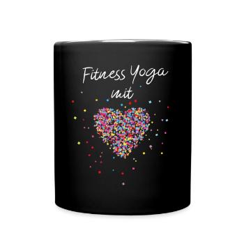 Fitness Yoga mit Herz Yogalehrerin Fitnesstrainer - Tasse einfarbig - Schwarz - Vorne