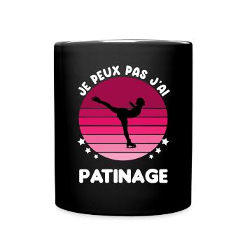 je peux pas j'ai patinage vintage femme - Mug uni - noir - Devant