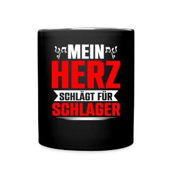 Mein Herz Schlägt Für Schlager Volksmusik Gaudi - Tasse einfarbig - Schwarz - Vorne