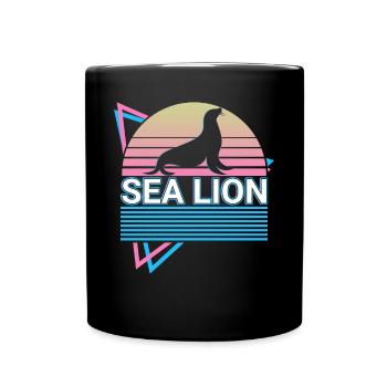 Lion de mer Rétro - Mug uni - noir - Devant