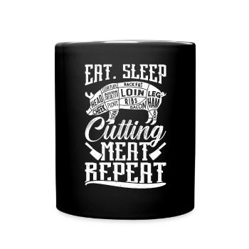 Manger. Dormir. Découpe de la viande. Répéter. - Mug uni - noir - Devant