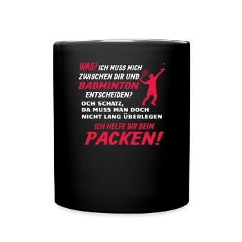 Badminton Geschenkidee Sport Design - Tasse einfarbig - Schwarz - Vorne