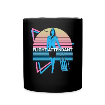 Flight attendant Retro - Full Colour Mug - black - Front