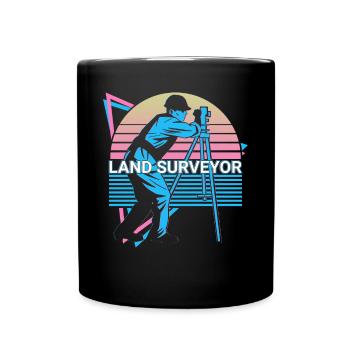 Landvermesser Retro - Tasse einfarbig - Schwarz - Vorne
