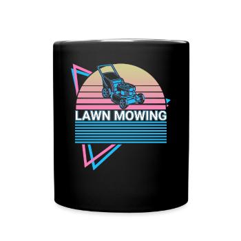 Lawn mowing retro - Full Colour Mug - black - Front