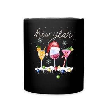 Cocktails du Nouvel An Flocons de neige d’hiver - Mug uni - noir - Devant