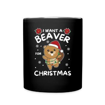 Je veux un castor pour Noël - Mug uni - noir - Devant