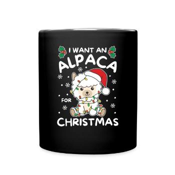 Je veux un alpaga pour Noël alpagas mignons - Mug uni - noir - Devant