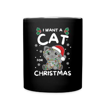 I want a cat for Christmas cute cats - Full Colour Mug - black - Front