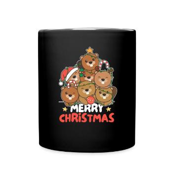 Castor Arbre de Noël Joyeux Noël - Mug uni - noir - Devant