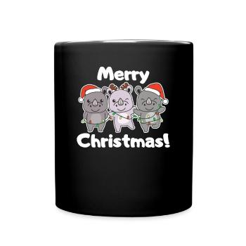 Rhino Joyeux Noël Animaux mignons - Mug uni - noir - Devant