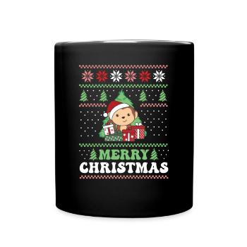 Joyeux Noël rétro moche singes de Noël - Mug uni - noir - Devant