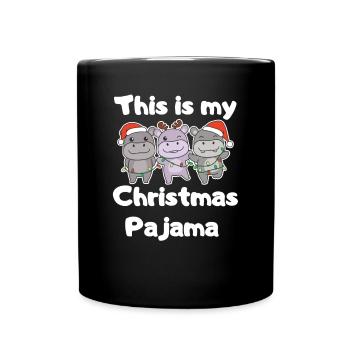 Pyjama de Noël Hippopotames de Noël - Mug uni - noir - Devant