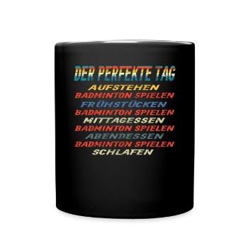 Badminton Geschenkidee Sport Design - Tasse einfarbig - Schwarz - Vorne