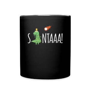 SAAAANTA! Cadeau de dinosaure de Noël - Mug uni - noir - Devant