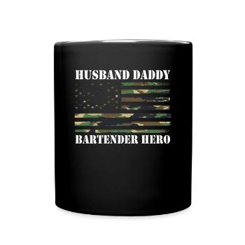 Husband Daddy Bartender Hero USA America Flag - Full Colour Mug - black - Front