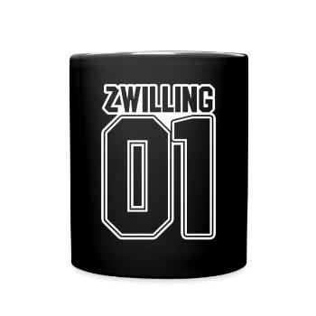 Zwillingsgeschwister Zwilling Zwillinge - Tasse einfarbig - Schwarz - Vorne