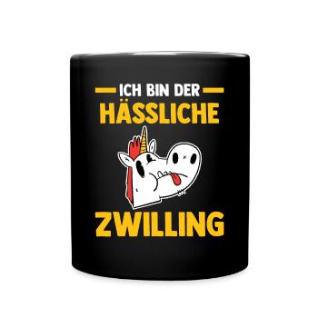 Zwillingsgeschwister Zwilling Zwillinge - Tasse einfarbig - Schwarz - Vorne